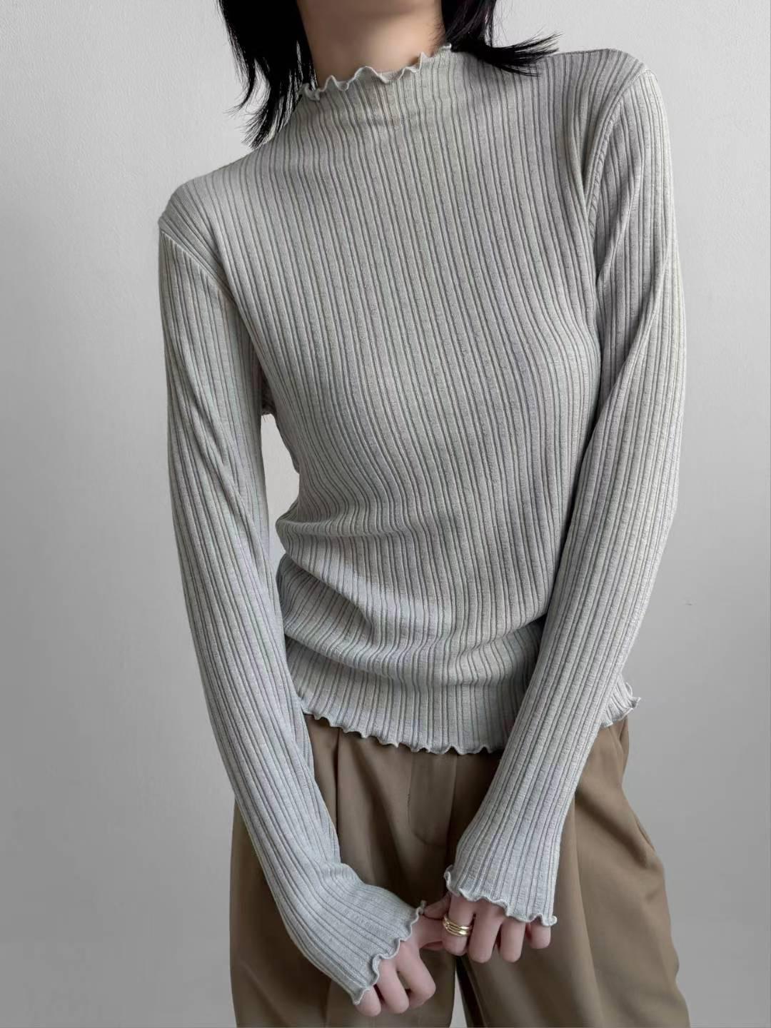 Ruffle Trim Ribbed Top (5 colors)