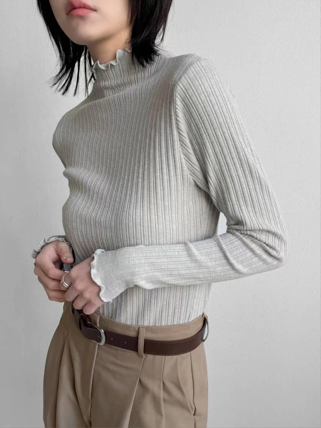 Ruffle Trim Ribbed Top (5 colors)