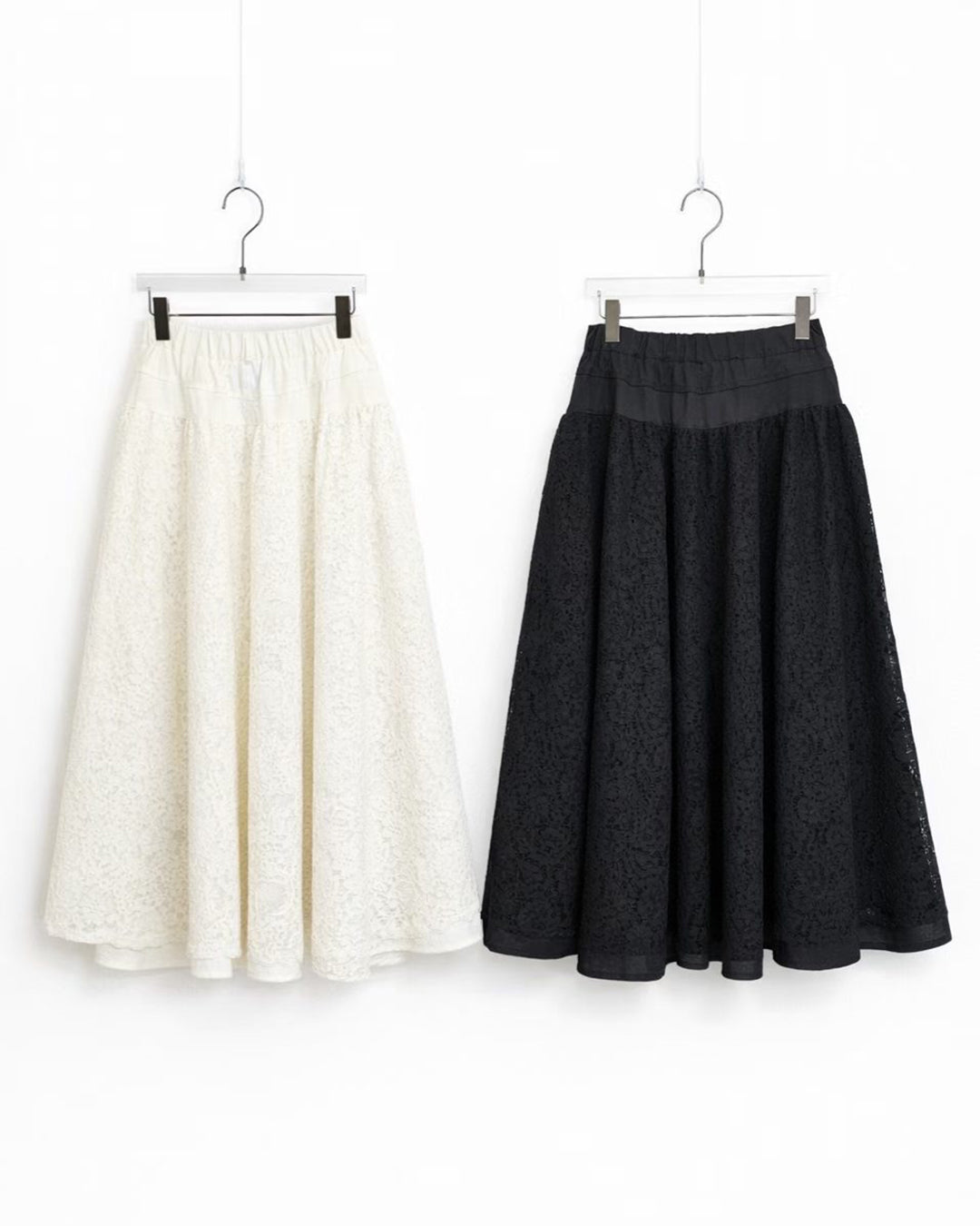 Mix Fabric Lace Skater Skirt (2 Colors | Size S - L)