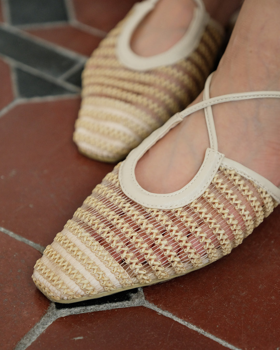 Straw Slingback Sandals (New)