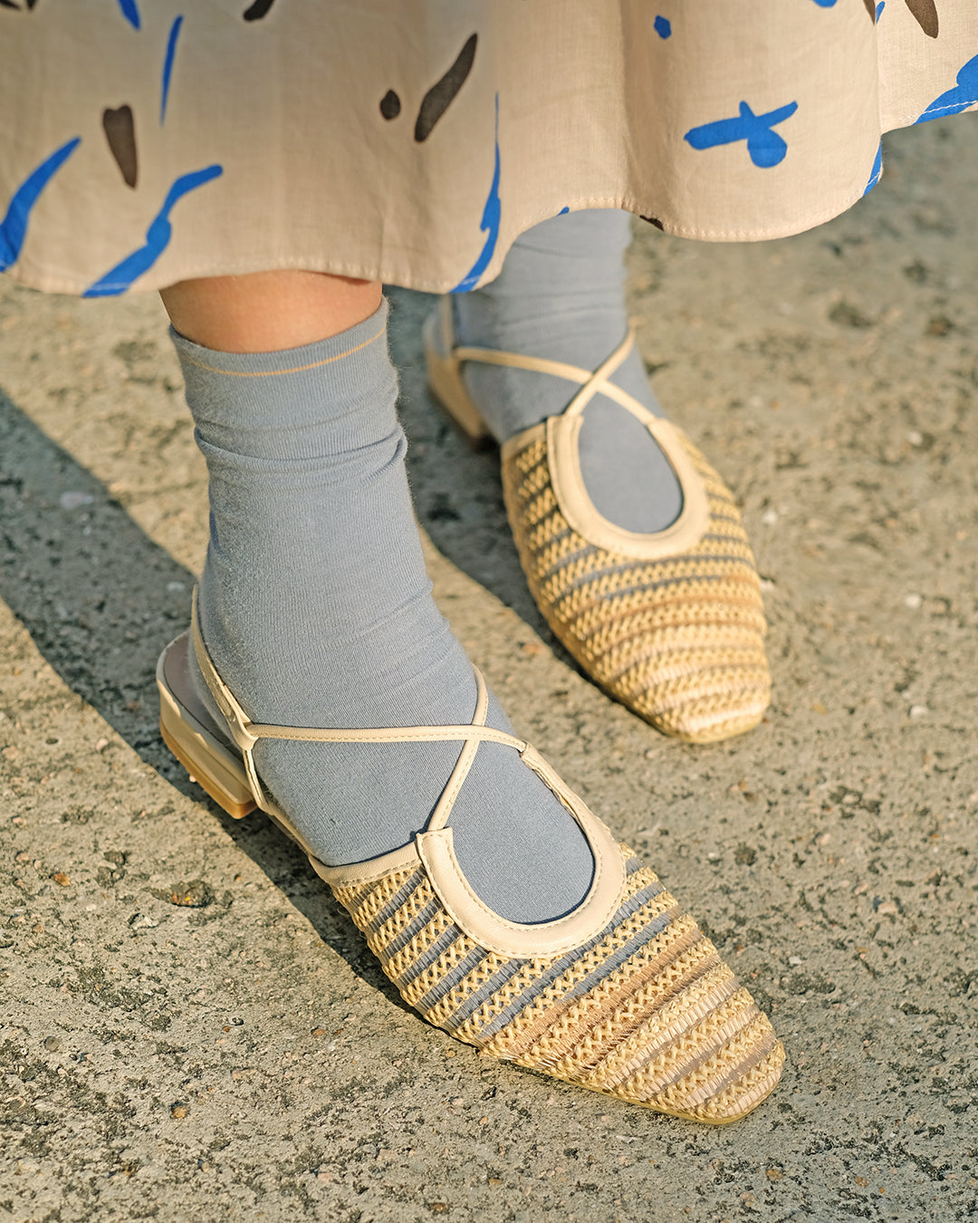 Straw Slingback Sandals (New)