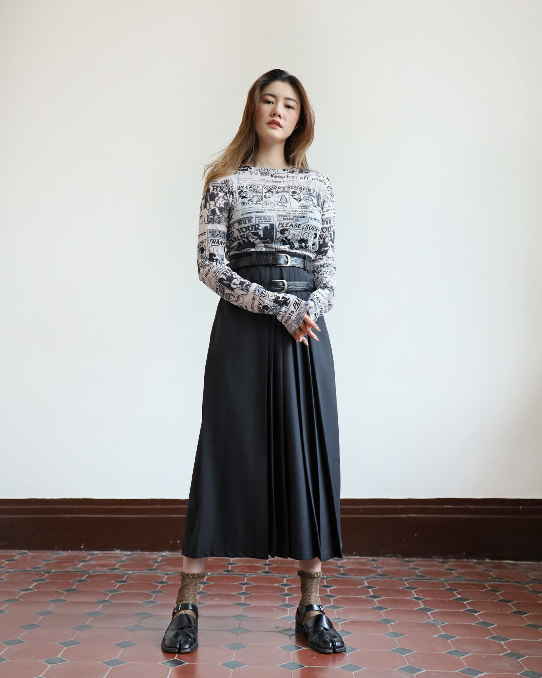 Croc-effect Faux Leather Belt