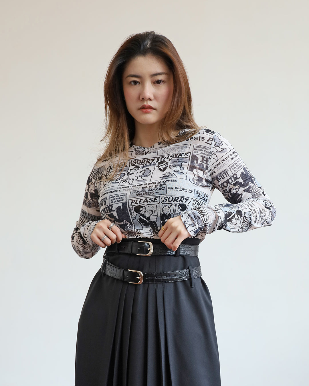 Croc-effect Faux Leather Belt