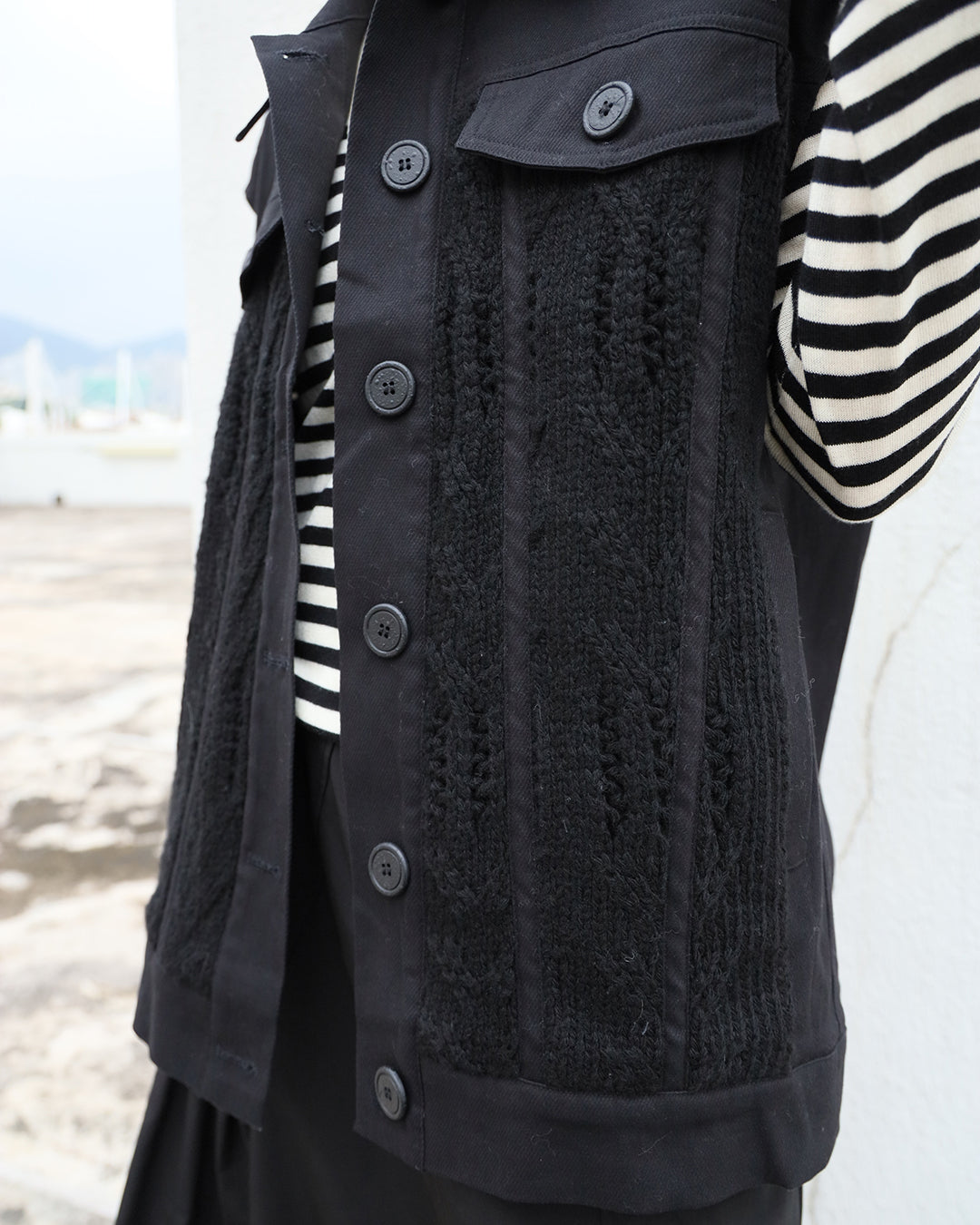 Patchwork Sleeveless Jacket - Black