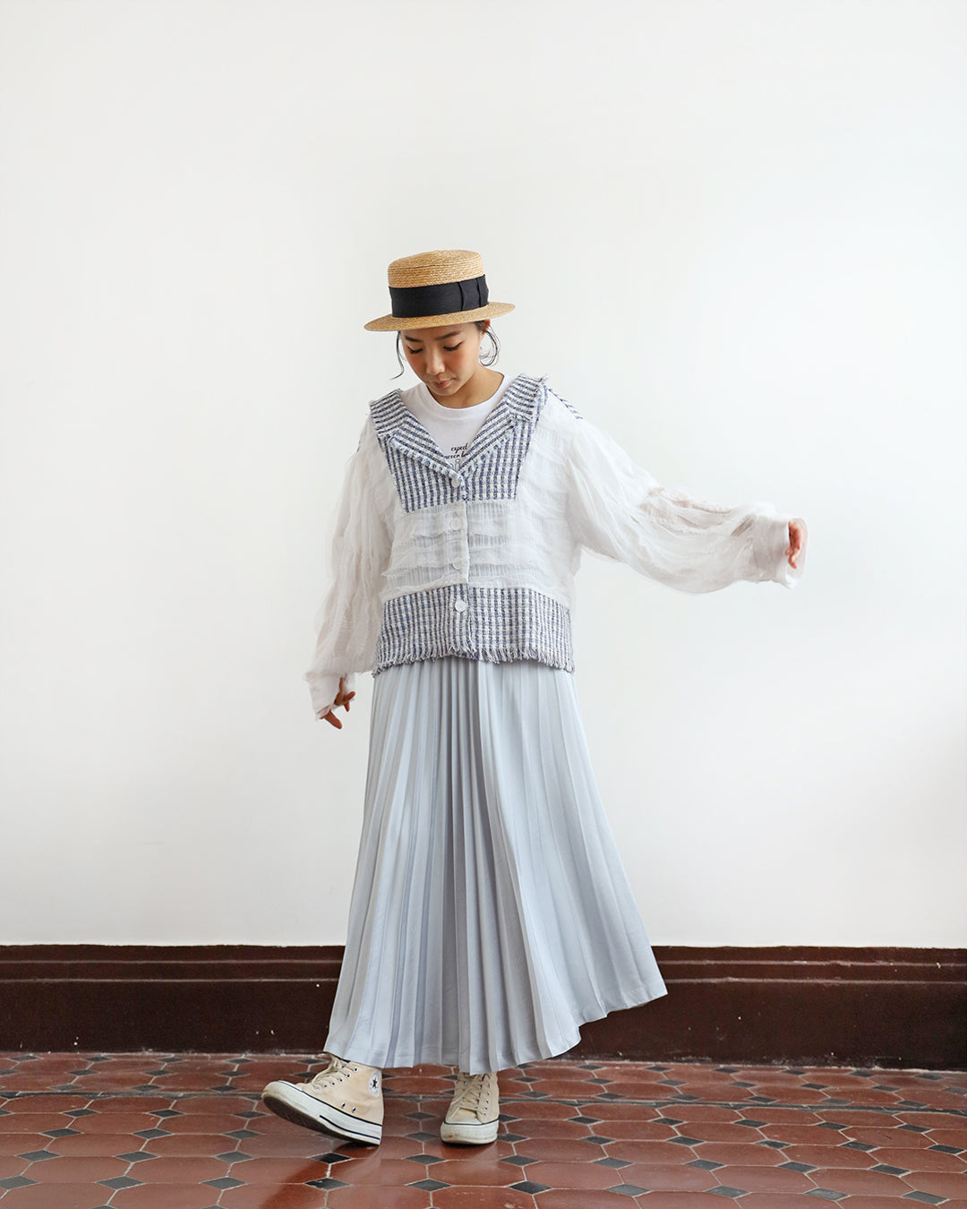 Tweed Mesh Trim Top
