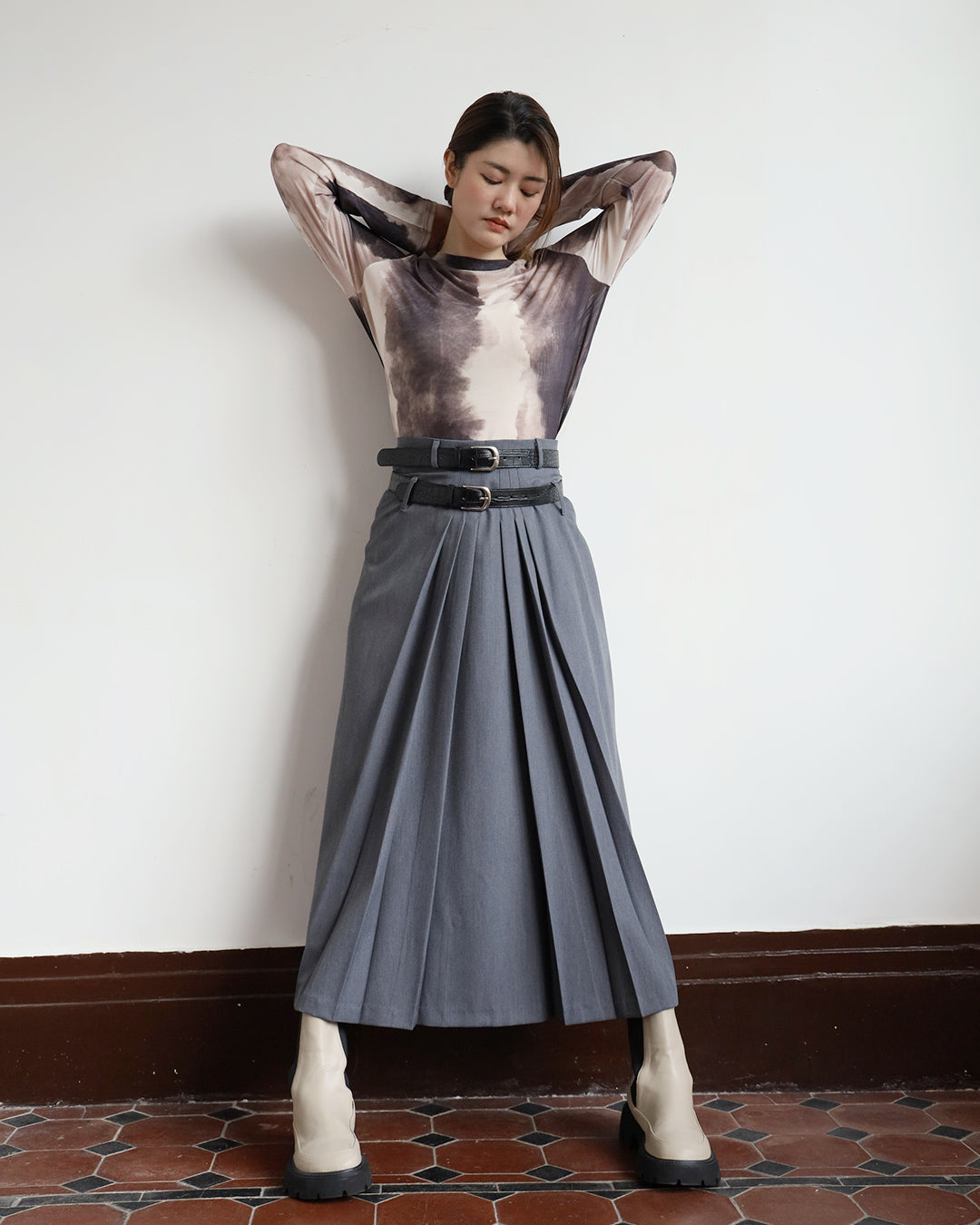 Front Pleated Skirt