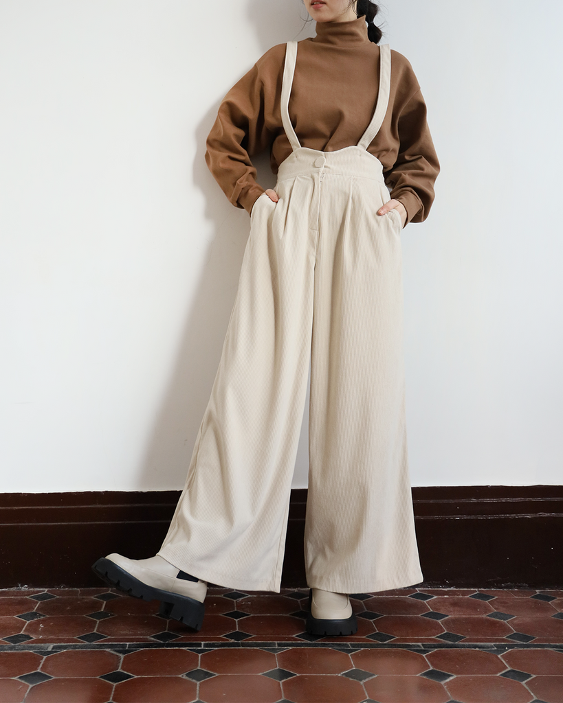 Wide Leg Pants w/ Suspender Straps