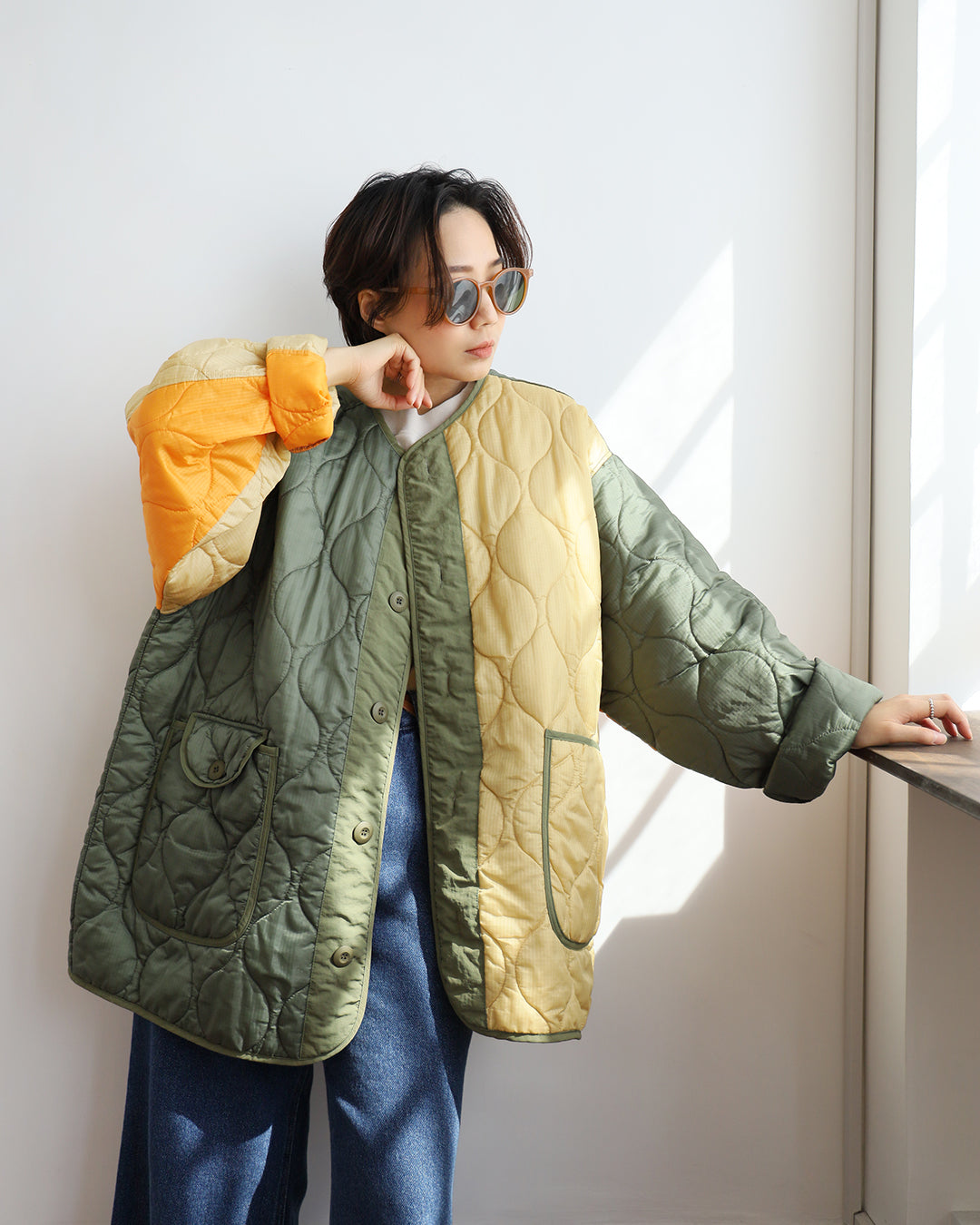 Color Block Jacket （Army Green - Adult)