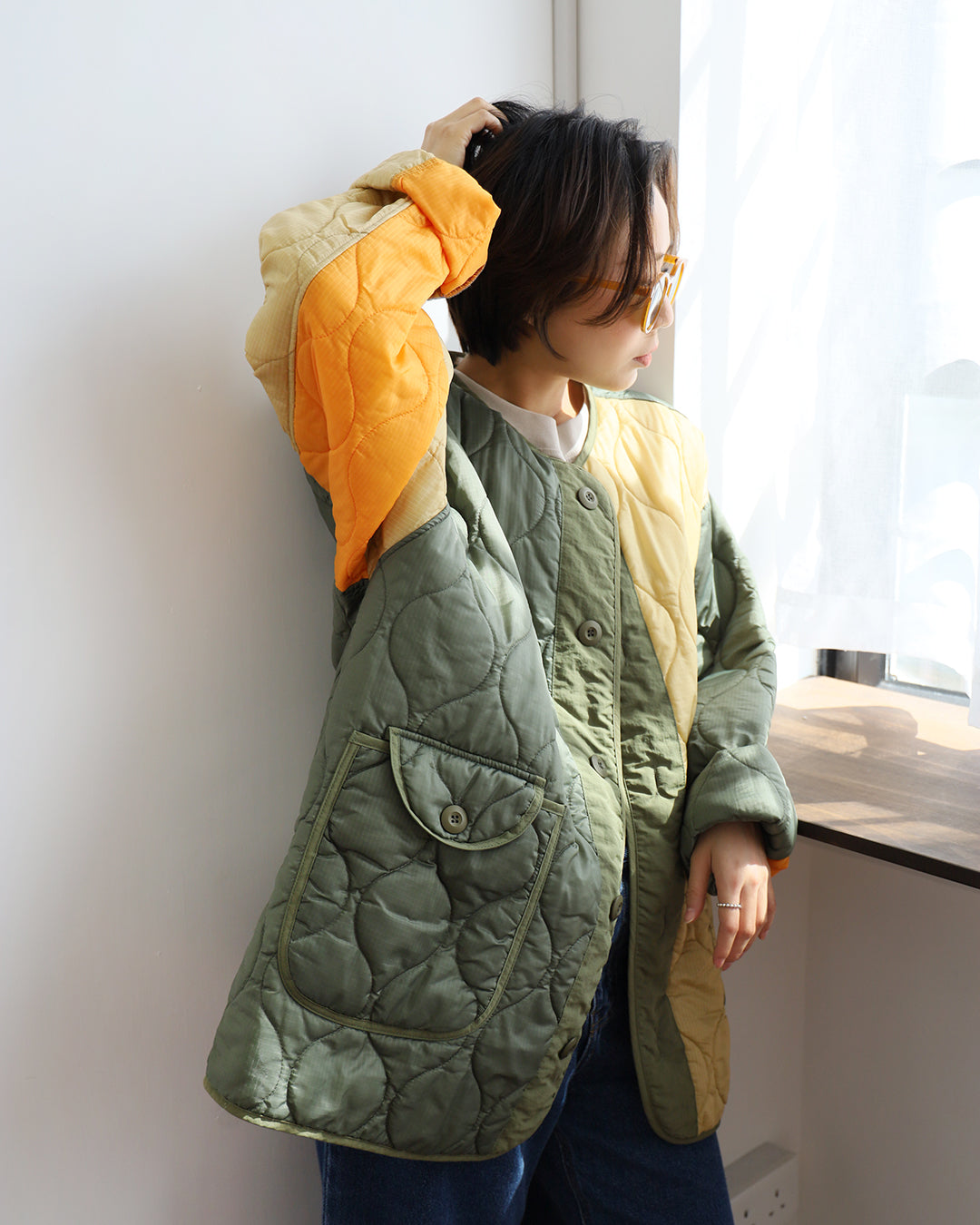 Color Block Jacket （Army Green - Adult)