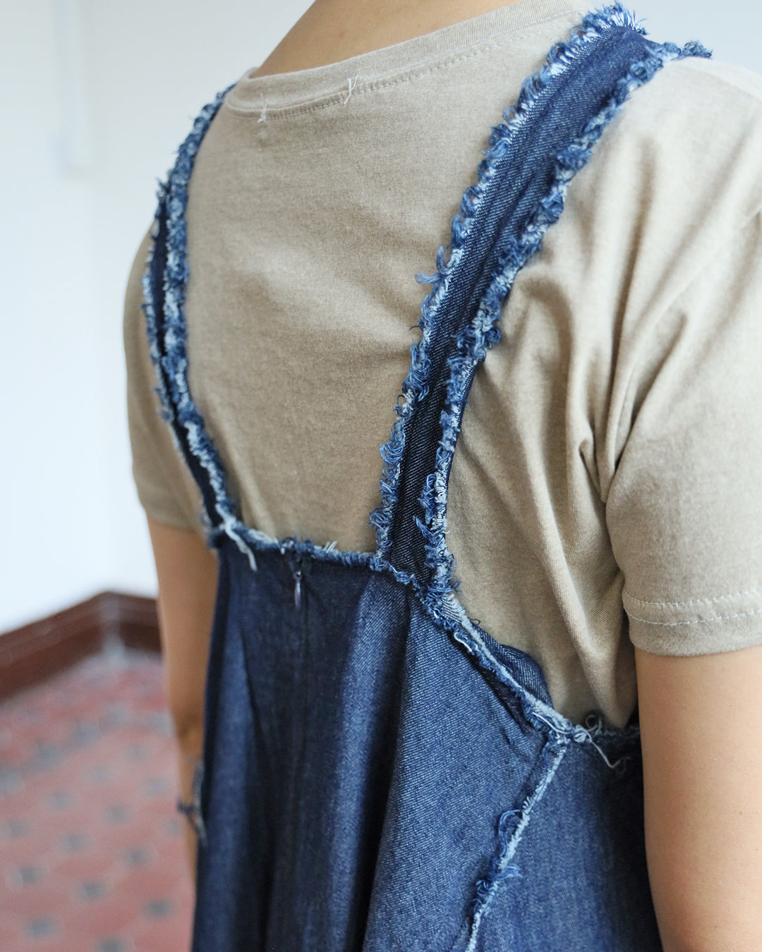 Raw Trim Denim Dress