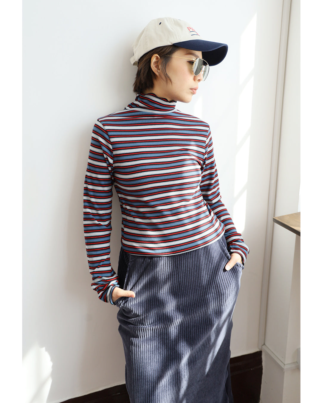 Roll Neck Striped Top