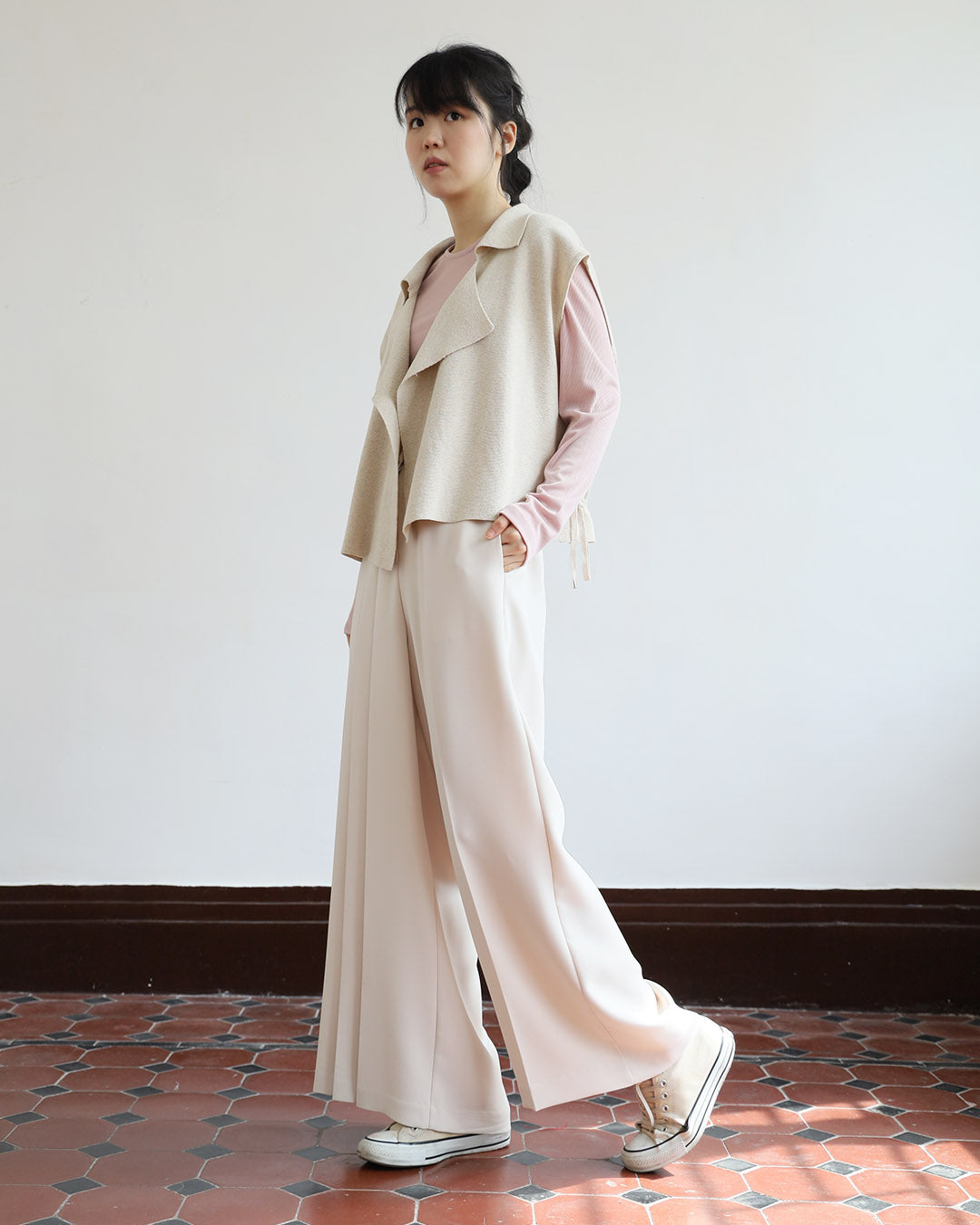 Drawstring Knitted Outer - Ivory