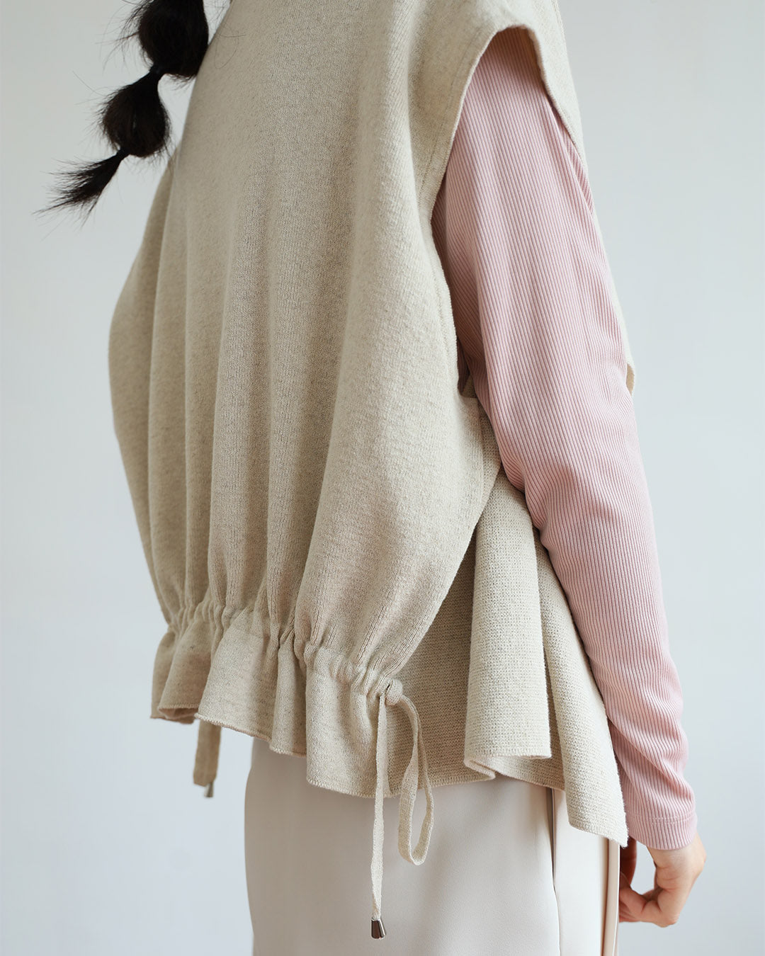 Drawstring Knitted Outer - Ivory