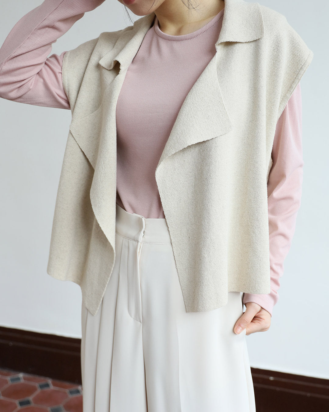 Drawstring Knitted Outer - Ivory