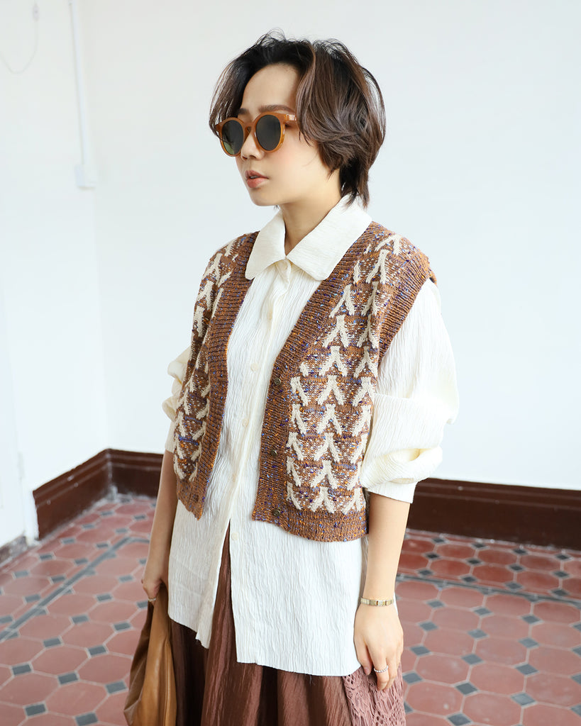 Retro Pattern Knit Vest