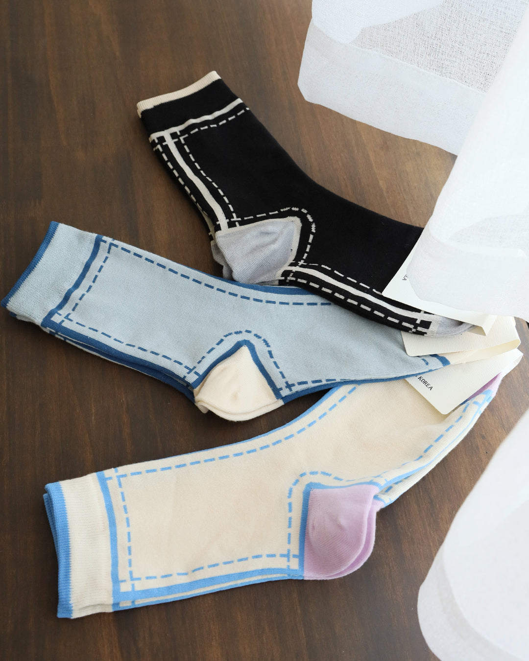 Stitch Print Socks (3 Color)