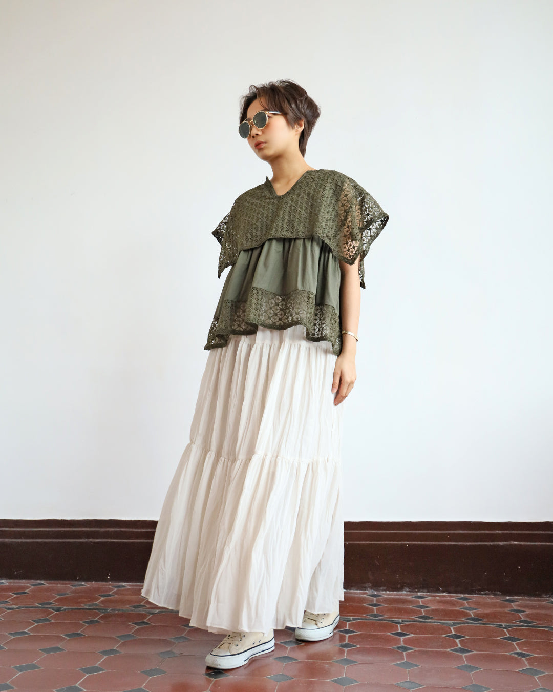Crinkle Fabric Maxi Skirt